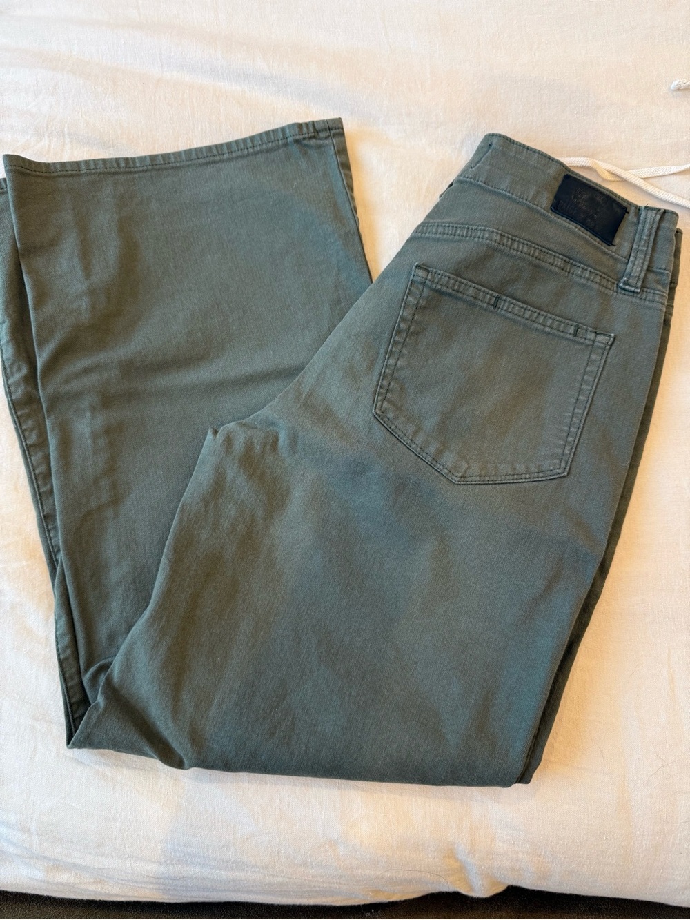 PAIGE Vintage Forester Green Ari Waistband Tie and Stitch Utility Pockets Pant - Picture 9 of 14